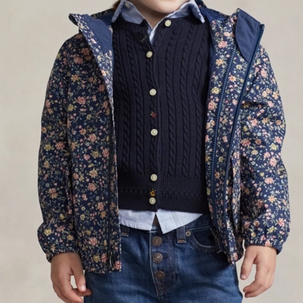 Polo Ralph Lauren P-Layer 1 Water-Repellent Hooded Floral Jacket Size 5 NWT